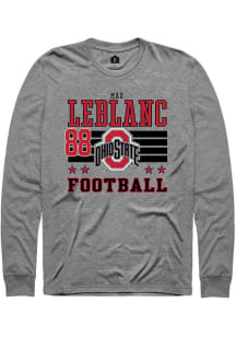 Max LeBlanc Mens Grey Ohio State Buckeyes NIL Striped Long Sleeve Player T Shirt