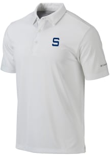 Mens Penn State Nittany Lions White Columbia Vault Heat Seal Omni Wick Drive Short Sleeve Polo Shi..