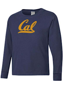 ComfortWash Cal Golden Bears Youth Navy Blue Logo Garment Dyed Long Sleeve T-Shirt