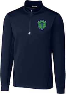 Cutter and Buck Seattle Sounders FC Mens Navy Blue Traverse Long Sleeve Qtr Zip Pullover