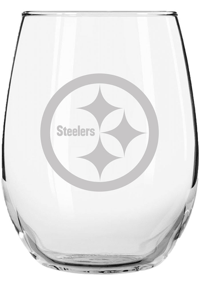 Pittsburgh Steelers 15oz Etched Stemless Wine Glass