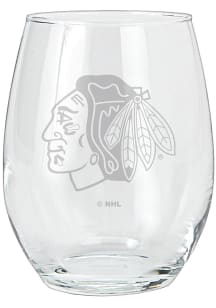 Chicago Blackhawks 15oz Etched Stemless Wine Glass