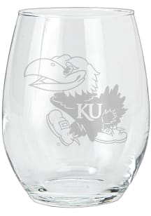 Kansas Jayhawks 15oz Etched Stemless Wine Glass