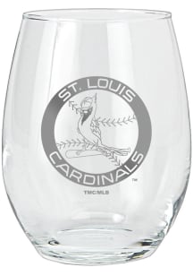 St Louis Cardinals 15oz Retro Bird Logo Stemless Wine Glass