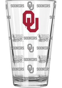 Oklahoma Sooners Sandblasted Pint Glass