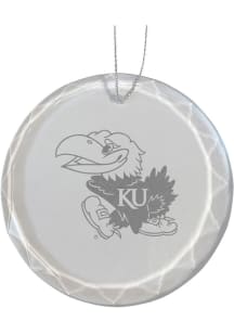 Kansas Jayhawks Glass Ornament - White