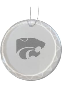 White K-State Wildcats Glass Ornament