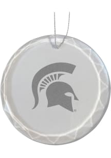 White Michigan State Spartans Glass Ornament