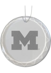 White Michigan Wolverines Glass Ornament