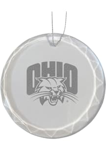 Ohio Bobcats Glass Ornament - White