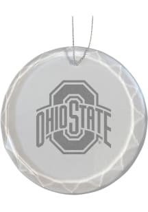 White Ohio State Buckeyes Glass Ornament