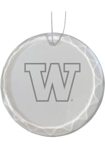 White Washington Huskies Glass Ornament