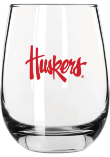 White Nebraska Cornhuskers 16oz Stemless Wine Glass