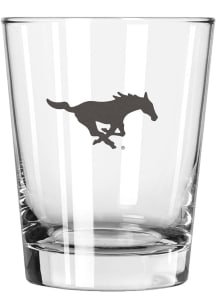 SMU Mustangs 15 oz. Etched Rock Glass