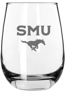 SMU Mustangs 15 oz. Etched Stemless Wine Glass