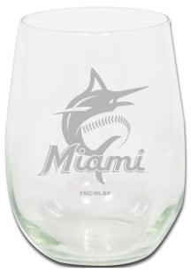 Miami Marlins 15oz Etched Stemless Wine Glass
