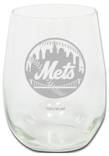 New York Mets 15oz Etched Stemless Wine Glass