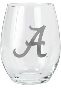 Alabama Crimson Tide 15oz Etched Stemless Wine Glass