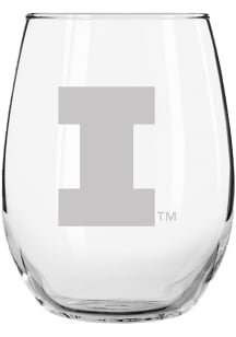 Illinois Fighting Illini 15oz Etched Stemless Wine Glass