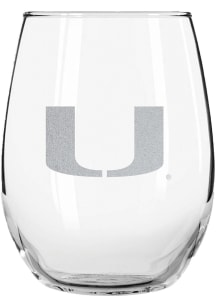 Miami Hurricanes 15oz Etched Stemless Wine Glass