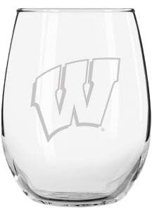 Wisconsin Badgers 15oz Etched Stemless Wine Glass