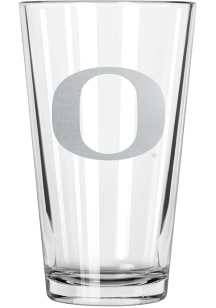 White Oregon Ducks 17oz Etched Pint Glass