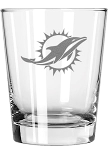 Miami Dolphins 15oz Etched Double Old Fashioned Rock Glass - White