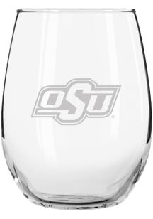 Oklahoma State Cowboys 15 oz. Etched Stemless Wine Glass