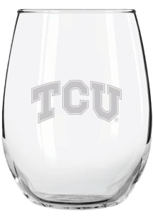 TCU Horned Frogs 15 oz. Etched Stemless Wine Glass