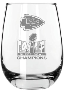 Kansas City Chiefs Super Bowl LVIII Champs Etched 15oz Stemless Wine Glass