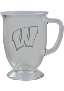 White Wisconsin Badgers 16 oz. Etched Pint Glass
