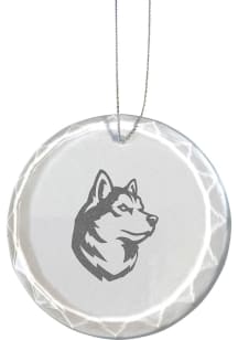 Northeastern Huskies Etched Glass Ornament