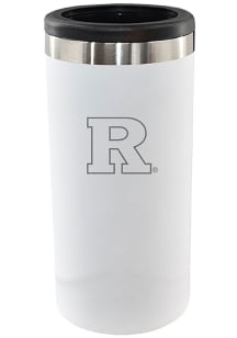 White Rutgers Scarlet Knights Etched 12oz Slim Can Stainless Steel Coolie