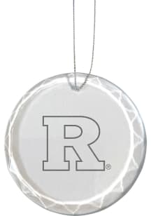 White Rutgers Scarlet Knights Etched Glass Ornament