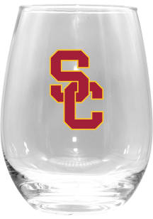 White USC Trojans 15oz Stemless Wine Glass