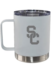 White USC Trojans 12oz Etched Handle Lowball Stainless Steel Tumbler