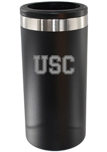 Black USC Trojans Etched 12oz Slim Can Stainless Steel Coolie