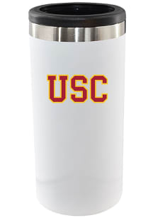 White USC Trojans 12oz Slim Can Stainless Steel Coolie