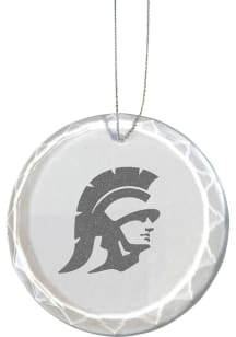 White USC Trojans Etched Glass Ornament