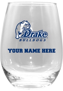 Drake Bulldogs Personalized 15oz Stemless Wine Glass