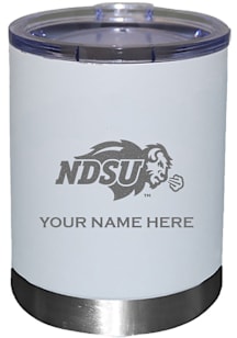North Dakota State Bison Personalized Laser Etched 12oz Lowball Tumbler - White