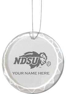 North Dakota State Bison Personalized Etched Glass Ornament - White
