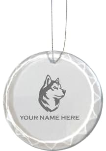 Northeastern Huskies Personalized Etched Glass Ornament