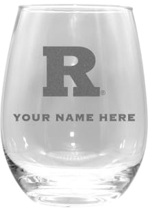 White Rutgers Scarlet Knights Personalized Etched 15oz Stemless Wine Glass