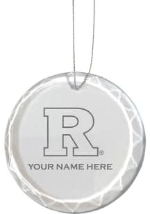 White Rutgers Scarlet Knights Personalized Etched Glass Ornament