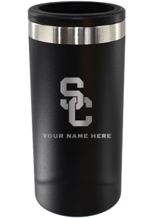 Black USC Trojans Personalized Etched 12oz Slim Can Stainless Steel Coolie