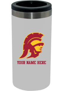 White USC Trojans Personalized 12oz Slim Can Stainless Steel Coolie