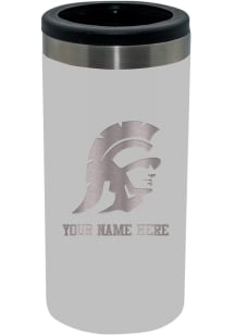 White USC Trojans Personalized Etched 12oz Slim Can Stainless Steel Coolie