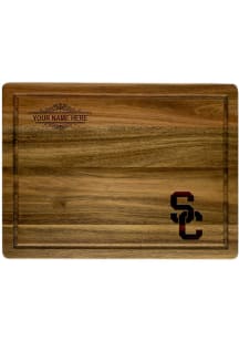 Brown USC Trojans Personalized Acacia Kitchen Cutting Board