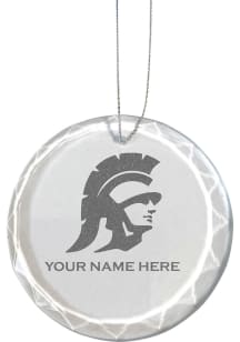 White USC Trojans Personalized Etched Glass Ornament